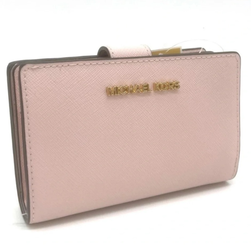 Michael Kors Medium Bifold Zip Chain Wallet Powder Blush